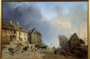 ディエップのパレット港 ジュール・ヒンツ（1805-1862）の絵画 1850年 ロアンヌ ジョセフ・デシェット美術館 作： Julius Hintz