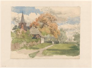 村の教会の庭 作： Julius Jacobus van de Sande Bakhuyzen