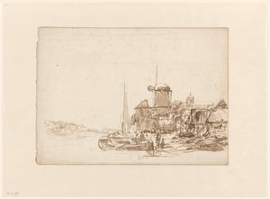 運河沿いに風車のある街 作： Julius Jacobus van de Sande Bakhuyzen