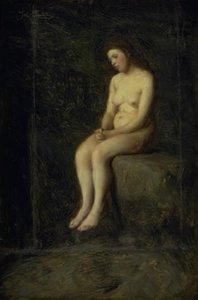 ニンフ。 着席女性モデル 作： Julius Paulsen