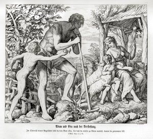 エデンから追放されたアダムとイブ（創世記 作： Julius Schnorr von Carolsfeld