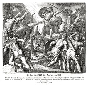 天使がイスラエルの民を導く、第2マカベア記 作： Julius Schnorr von Carolsfeld