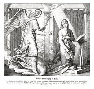 受胎告知、ルカの福音書 作： Julius Schnorr von Carolsfeld