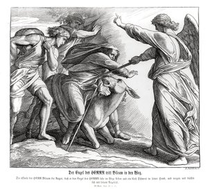 バラムが主の天使と出会う、民数記 作： Julius Schnorr von Carolsfeld