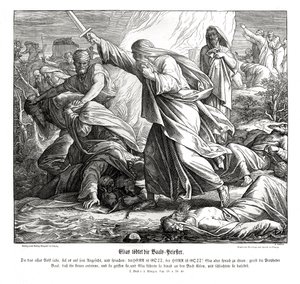 エリヤがバアルの預言者たちを殺す 作： Julius Schnorr von Carolsfeld