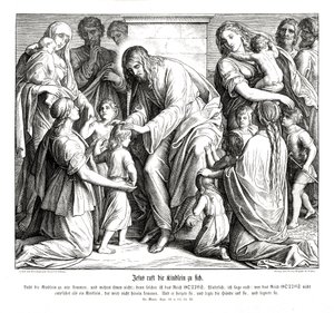 子供たちを呼び寄せるイエス、マルコの福音書 作： Julius Schnorr von Carolsfeld