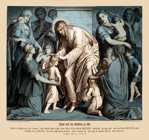 子供たちを呼び寄せるイエス、マルコの福音書 作： Julius Schnorr von Carolsfeld