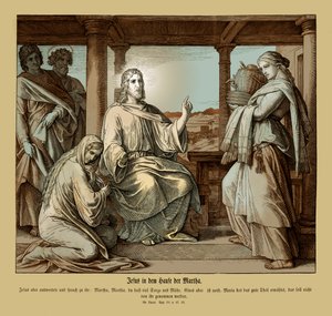 マルタの家でのイエス、ルカ福音書 作： Julius Schnorr von Carolsfeld