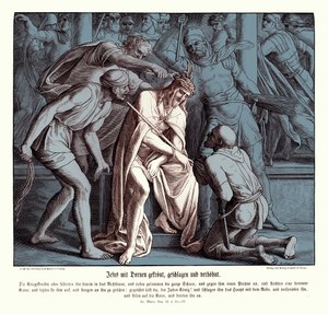 いばらの冠をかぶせられるイエス、マルコの福音書 作： Julius Schnorr von Carolsfeld