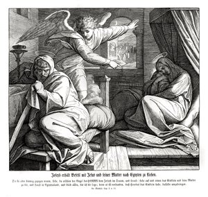 ヨセフはエジプトに逃げるように警告される（マタイ福音書 作： Julius Schnorr von Carolsfeld
