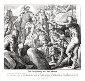 ヨシュアはマッケダで5人の王を捕らえ、ヨシュアは 作： Julius Schnorr von Carolsfeld