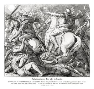 ヨシュアのアモリ人に対する勝利、ヨシュアの 作： Julius Schnorr von Carolsfeld