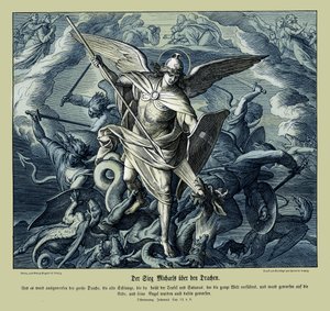 ミカエルのドラゴンに対する勝利（ヨハネの黙示録 作： Julius Schnorr von Carolsfeld