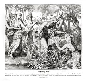 モーセが葦の中で発見される、出エジプト記 作： Julius Schnorr von Carolsfeld