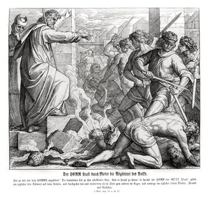 モーセが民の偶像崇拝を罰する（出エジプト記 作： Julius Schnorr von Carolsfeld