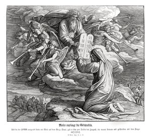 戒めを受けるモーゼ、出エジプト記 作： Julius Schnorr von Carolsfeld