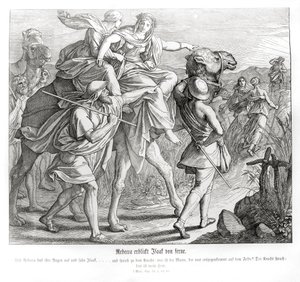 レベッカがイサクを遠くから見ている（創世記 作： Julius Schnorr von Carolsfeld