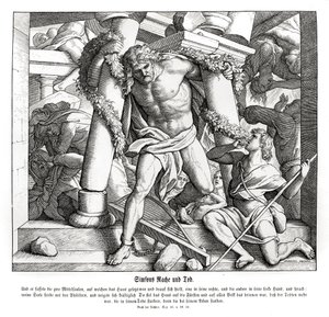サムソンの復讐と死、士師記 作： Julius Schnorr von Carolsfeld