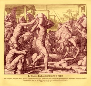 イスラエル人がエジプトで奴隷になった、出エジプト記 作： Julius Schnorr von Carolsfeld