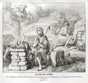 カインとアベルの供物、創世記 作： Julius Schnorr von Carolsfeld