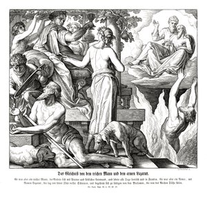 金持ちの男と乞食のラザロ ルカ福音書 作： Julius Schnorr von Carolsfeld