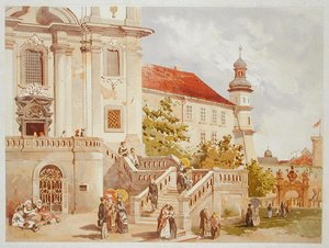 SS.Michael and Paulinの教会、クラクフ。1899年に出版された「Klejnoty Miasta Krakowa」より、クラクフのミカエルとポーリン教会（カラーリトグラフ）。