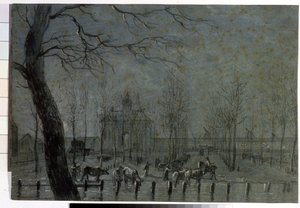 「オランダのユトレヒトの門」Jurriaan Andriessen (1742-1819) によるチョーク画 1797年 プーシキン美術館、モスクワ 作： Jurriaan Andriessen