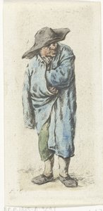 マントに手と腕を入れて立っている農夫 乞食 作： Jurriaan Cootwijck