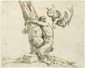 サテュロスに罰を与えるキューピッド 作： Jusepe de Ribera
