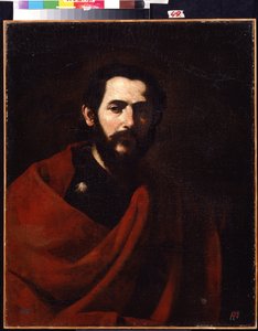 使徒聖ヤコブ大王（Apostle Saint James the Great）。 キリストの十二弟子の一人、ジャック・ド・ゼベダイの肖像画。 ホセ・デ・リベラの絵画はイル・スパニョレット「スペイン人」(1591-1652)と呼ばれています。 キャンバスに油彩。 スペインの芸術、バロック様式。 R 作： Jusepe de Ribera