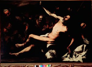 聖バルテルミーの殉教」 ジュセペ・デ・リベラ（Jusepe de Ribera dit lo Spagnoletto）（1591-1652）の絵画 1630年頃 日。145x216 cm フィレンツェ、ピッティ宮殿、ガレリア・パラティーナ