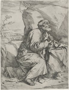 悔い改めた聖ペテロ、1621年頃（紙に彫刻を施してエッチング） 作： Jusepe de Ribera