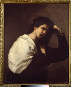 髪を引き裂く女 ホセ・デ・リベラ（イル・スパグノレット）（1591-1652）の絵 作： Jusepe de Ribera
