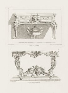Table de Cabinet。、6th Plate（Study for a Table）、pl。 Oeuvreの47 作： Juste Aurèle Meissonnier