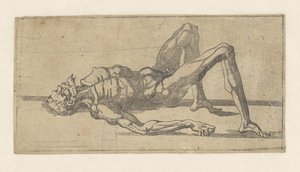 背中に横たわっている裸の男 作： Juste de Juste (attributed to)