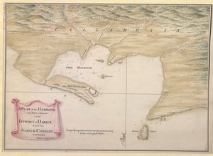 スコッチ・カンパニーが定住したダリエンのイシュマスに隣接する港と各部分の見取り図。/ I. ワトソンエンジニア：1743年 作： ジャストリー・ワトソン
