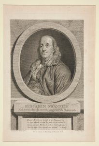 ベンジャミン・フランクリン、1706 年 1 月 17 日、ニュー イングランド、ボストン生まれ 作： Justus Chevillet