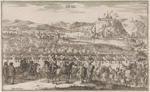 1683 年のスラグ ビジュ パルカーニ グラン（オブジェクトのタイトル） 作： Justus van den Nijpoort
