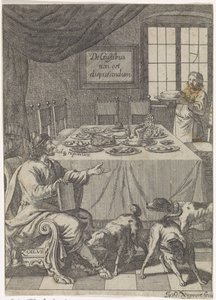 置かれたテーブルに座るゾイラス De Gustibus non est disputandum (オブジェクトのタイトル) 作： Justus van den Nijpoort