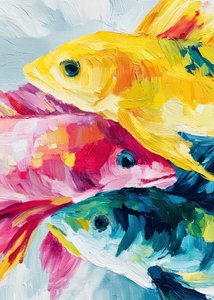 色とりどりの魚のトリオ
