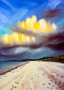 ビーチに広がる黄金色の雲 作： Justyna Jaszke