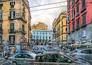 ナポリ市の水彩画　イタリア (13)