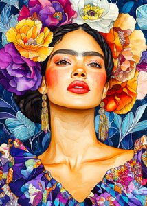 鮮やかな花の肖像画 作： 