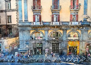 活気あふれるイタリアの街並み 作： 