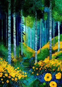 黄色い花の森の小道 作： Justyna Jaszke