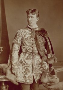 若いハンガリー大使、c.1870-80（セピア写真） 作： József Borsos