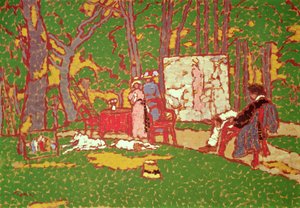 公園でラザリンとアネラを描く。暑い、1910
