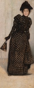 1889年、白い水玉模様のドレスを着た女性。 作： József Rippl Rónai