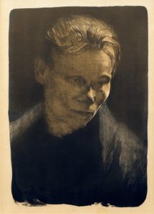 青い布で労働者の女性の半身像 作： Käthe Kollwitz