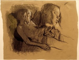 K.コルヴィッツ、眠っている子供と子供の頭 作： Käthe Kollwitz